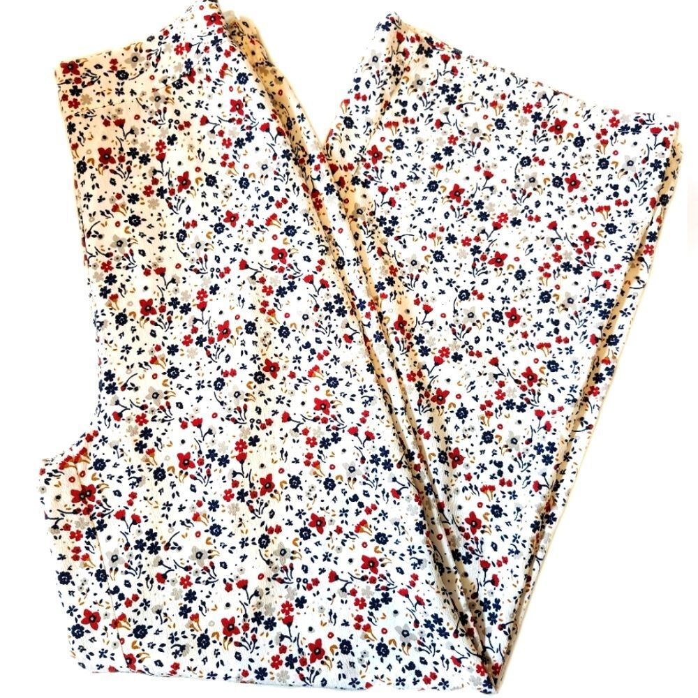 Japna silky polyester floral print palazzo wide leg pants - elastic waist Small